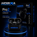 MOBIXA Pro2 True Wireless Earbuds in Black with Charging Case and Premium Retail Box Featuring Bluetooth 5.3, Deep Bass Sound, Touch Control, and HD Call Microphone