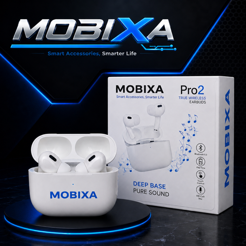 MOBIXA Pro2 True Wireless Earbuds with Charging Case, Bluetooth 5.3, Deep Bass Sound, Touch Control and HD Call Mic