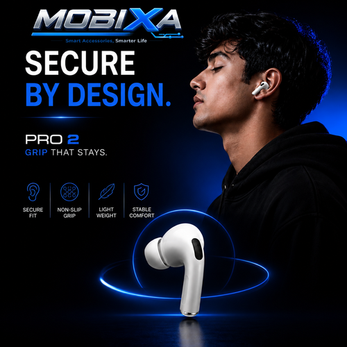 MOBIXA Pro 2 True Wireless Bluetooth Earbuds with Secure Fit, Non-Slip Grip, Lightweight Design, and Stable All-Day Comfort