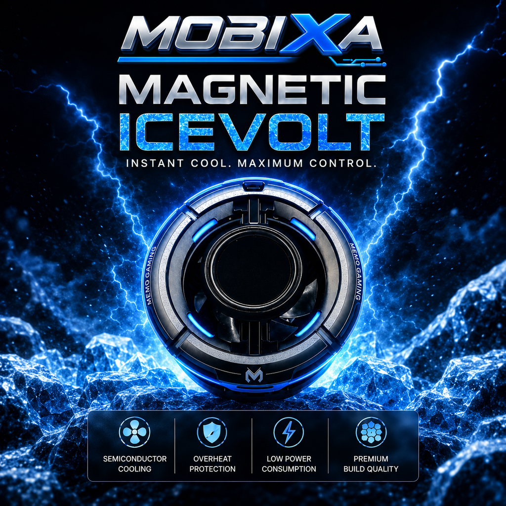 Mobixa Magnetic IceVolt Phone Cooler for Mobile Gaming – Magnetic Semiconductor Cooling Fan with RGB LED, Fast Temperature Reduction, Overheat Protection, Low Power Consumption, Premium Build Quality for Smartphones