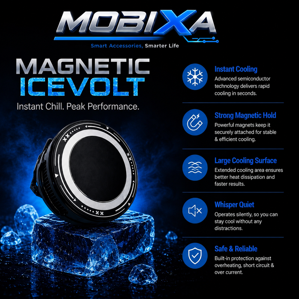 MOBIXA Magnetic IceVolt mobile cooling fan with instant cooling and strong magnetic attachment