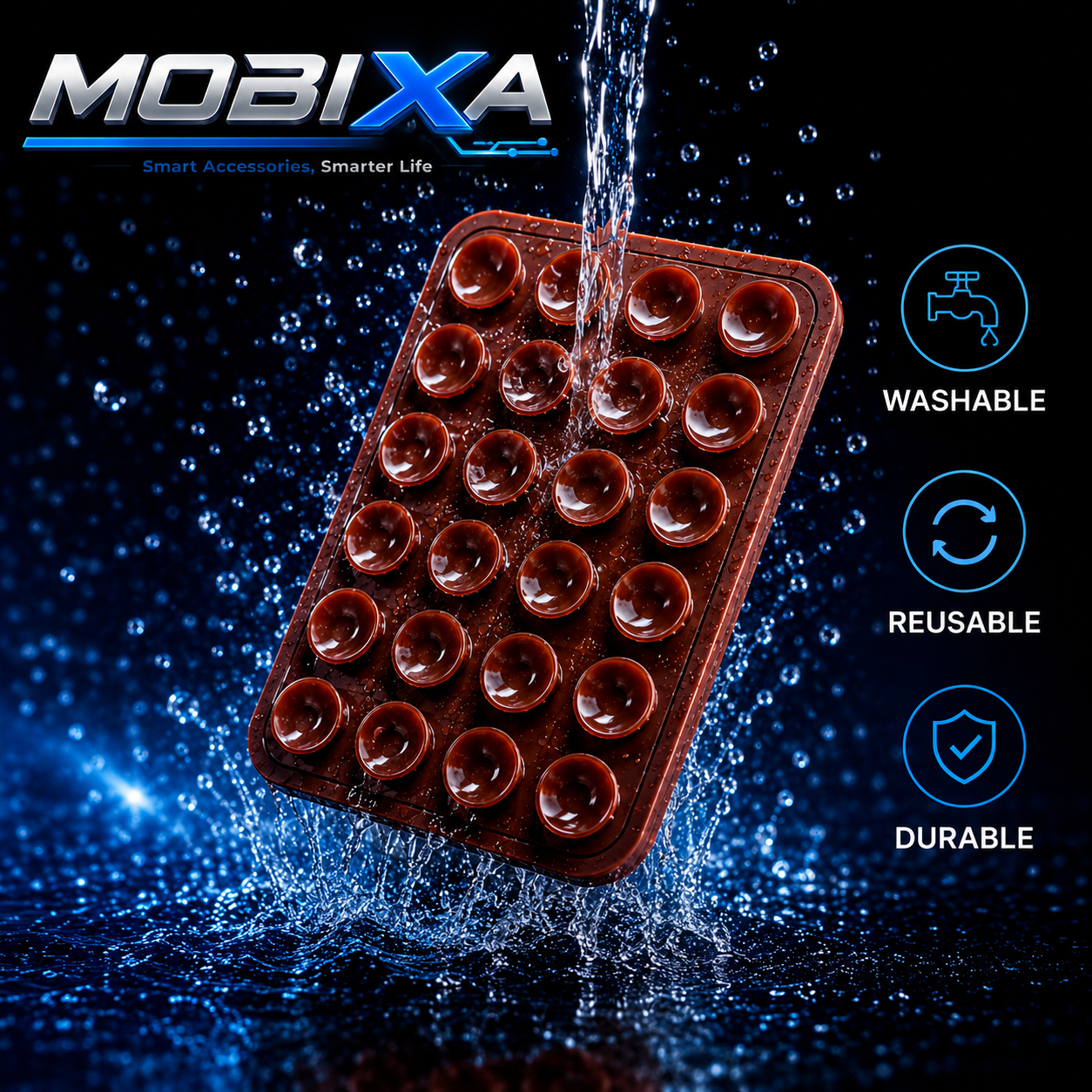 MOBIXA Washable Nano Suction Phone Holder Pad with Strong Reusable Grip – Durable Smartphone Mount for Glass, Mirrors, Tiles and Smooth Surfaces